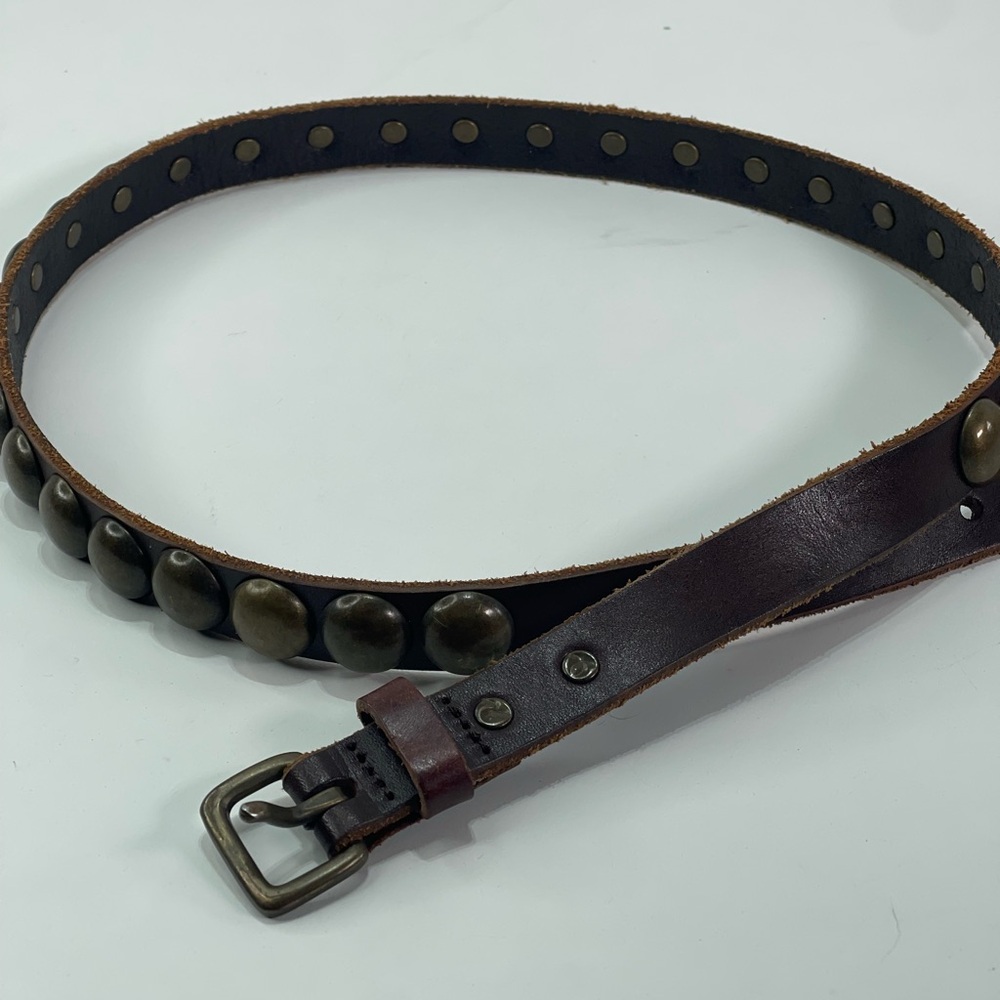 Vtg Y2K Gap Brown Genuine Leather Belt Studded Women Medium Boho Southwestern